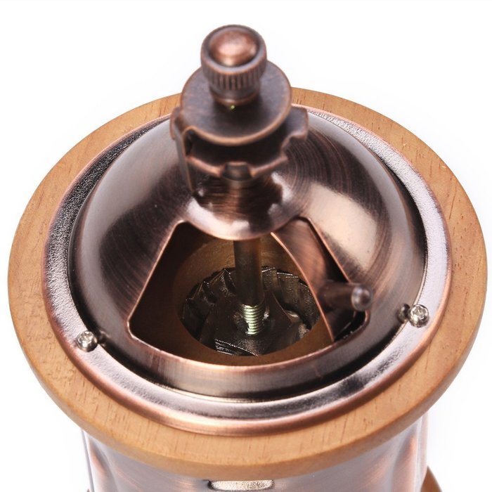 3E Home Manual Canister Stainless steel Burr Coffee Mill Grinder, Stainless Steel Top, and Antique Copper Body N3