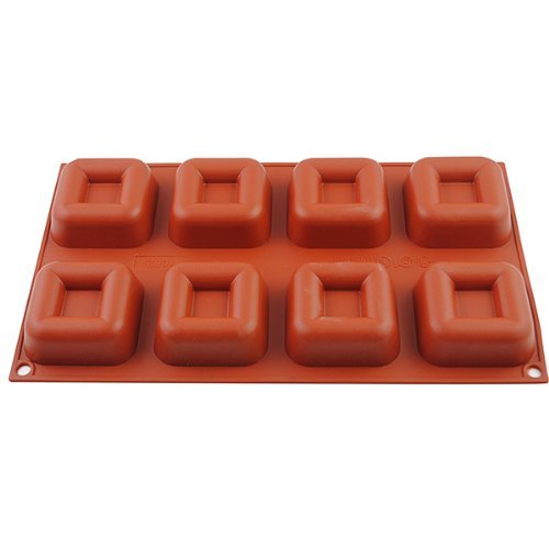 iClover Quality 8-Cavity square cake Mold Pudding Pan and Muffin Cup Liner Bakeware and Baking Pan-Vermeil N3