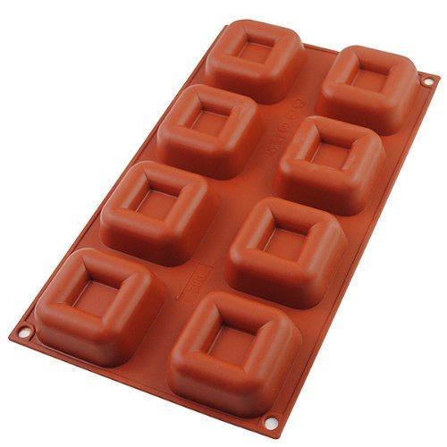 iClover Quality 8-Cavity square cake Mold Pudding Pan and Muffin Cup Liner Bakeware and Baking Pan-Vermeil N4
