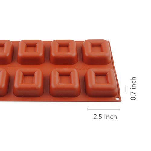 iClover Quality 8-Cavity square cake Mold Pudding Pan and Muffin Cup Liner Bakeware and Baking Pan-Vermeil N5