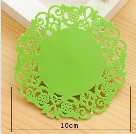 Drhob 6 PCS Medium Creative flower-shaped hollow silicone insulation against hot cup non-slip mats Random Color N2