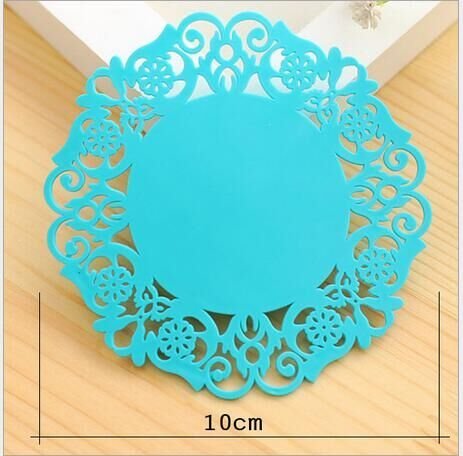 Drhob 6 PCS Medium Creative flower-shaped hollow silicone insulation against hot cup non-slip mats Random Color N3