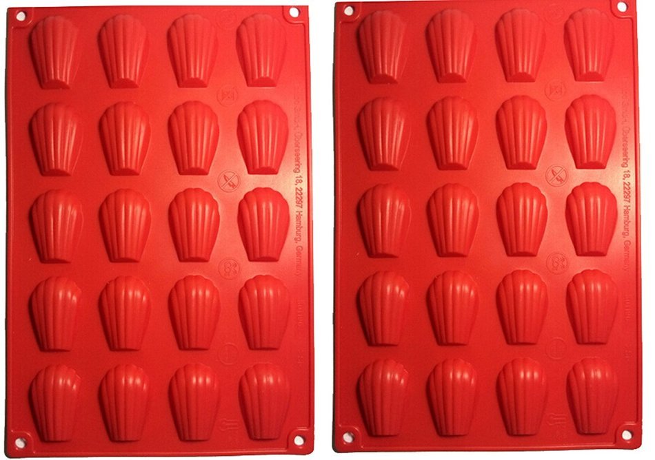 Fasmov 20-Cavity Silicone Madeleine Pan Cookie Mold,Baking Mold, Handmade Soap Moulds and more,Set of 2 N3