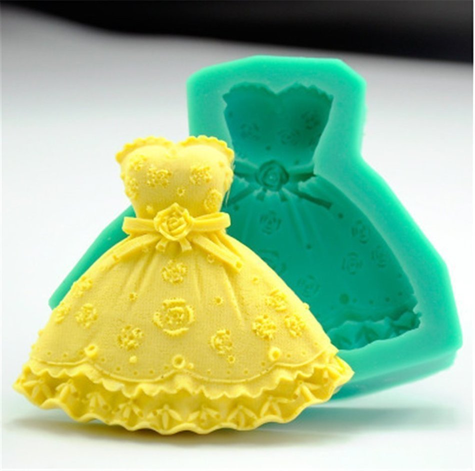 Yosoo 3d Wedding Princess Dress DIY Silicone Bakeware Mold Cake Mold Chocolate Mold (3 Pcs) N6