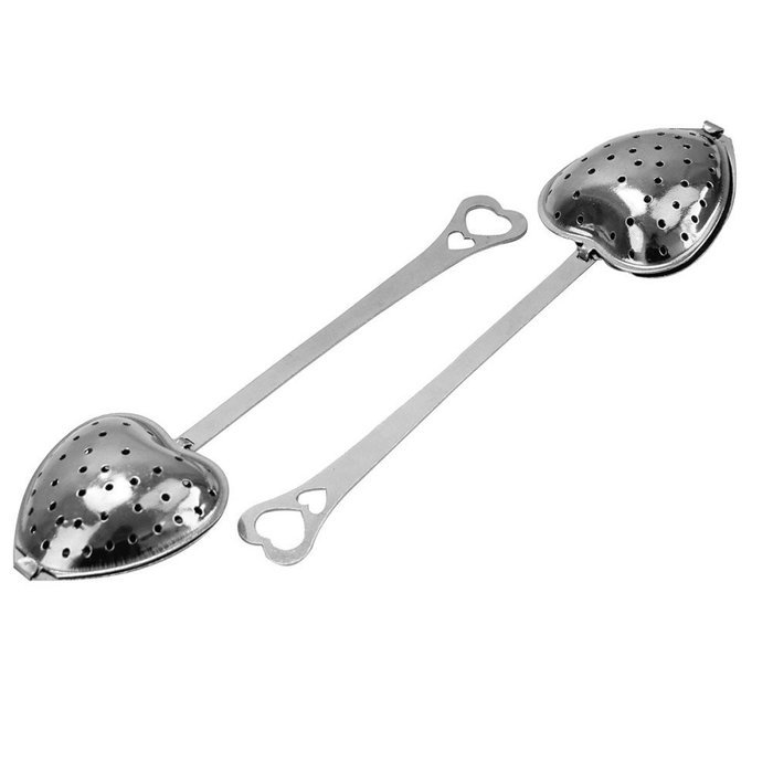 2Pcs Stainless Steel Heart Tea Infuser Steeper Strainer Spoon Handle Shower N5