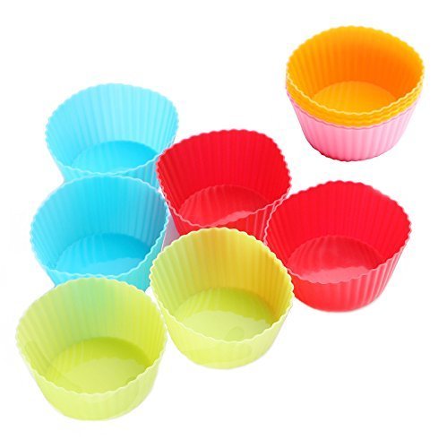 Silicone Baking Cups - Reusable Dessert Muffin Pans Mini Cupcakes Liner ...