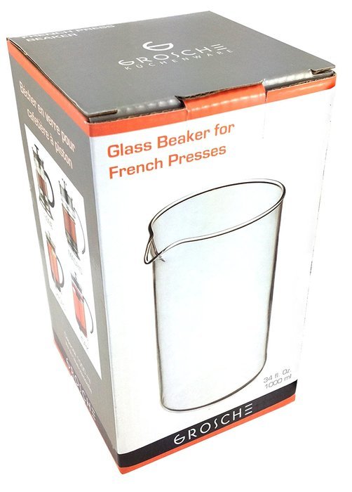 GROSCHE Universal 1000 ml 34 oz Replacement Glass Beaker for all makes of French Presses, borosilicate heat-resistant... N6