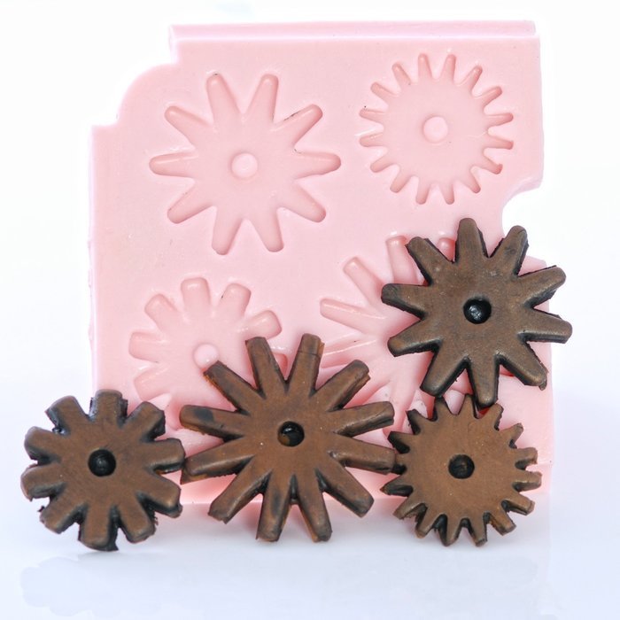 Western Spur Rowel Steampunk Mold Easy To Use Flexible Silicone Food Safe Fondant, Chocolate, Candy, Resin, Polymer... N4