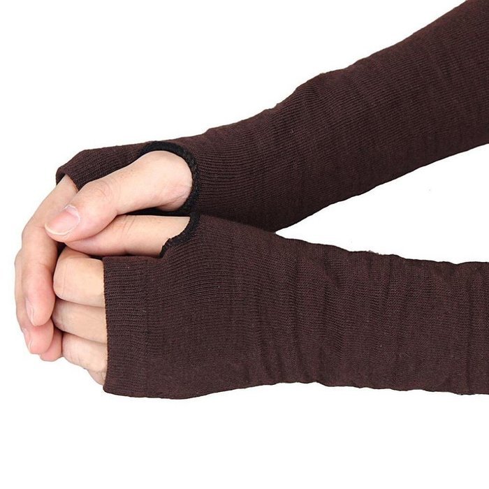 Long Fingerless Gloves,Morecome Winter Wrist Arm Hand Warmer Knitted Mitten (Black) N41