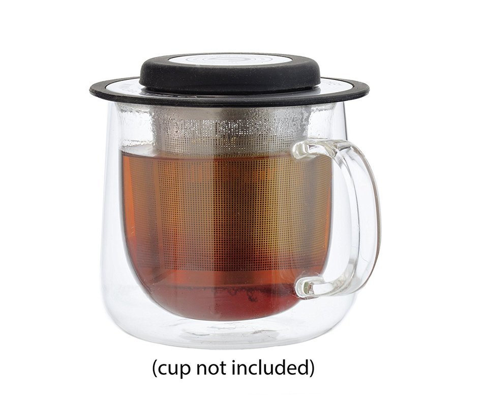 GROSCHE London Drop In Ultra Fine Laser Cut Stainless Steel Tea Infuser (Brew-in-cup infuser) with lid, trivet... N5