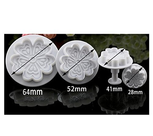 Anyana 4pcs set Love Heart Flower Plastic Plunger And Cookie Cutter Cake Mould Tool Kitchen Tool Sugar Paste Baking... N2