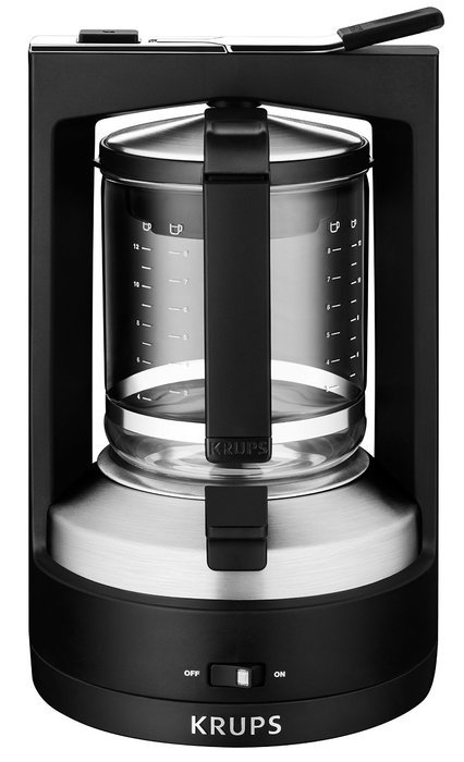 KRUPS KM4689 Moka Brewer Coffee Maker Machine with Permanent Filter and Glass Carafe, 10-Cup, Black N4