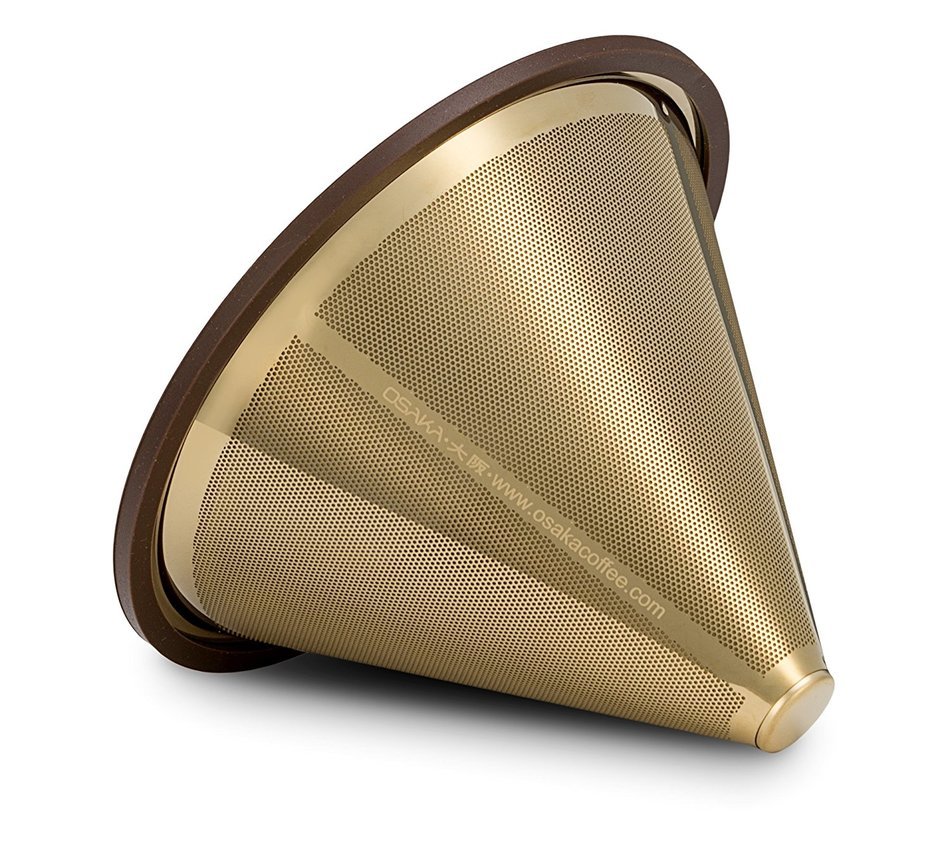 Osaka, Titanium Coated, Gold Pour Over Cone Dripper, Reusable Stainless Steel Coffee Filter for Osaka, Chemex,... N3
