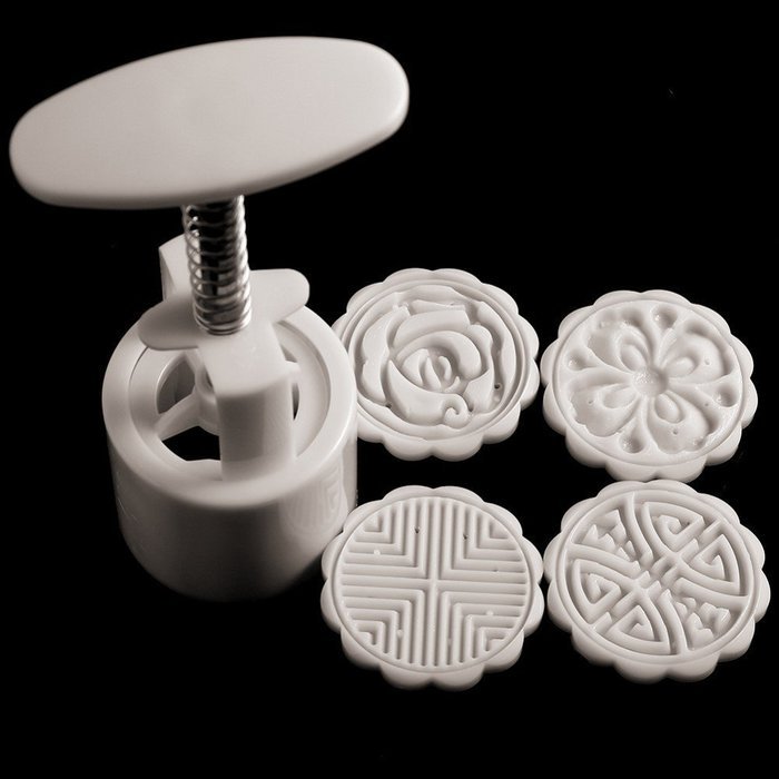 Home Product 4 Stamps DIY RS Moon Cake Mooncake Decoration Flowers Round Baking Mold Mould N4