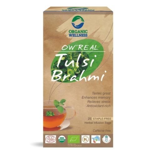 Organic Wellness Tulsi Brahmi Green Tea Bags USDA Organic