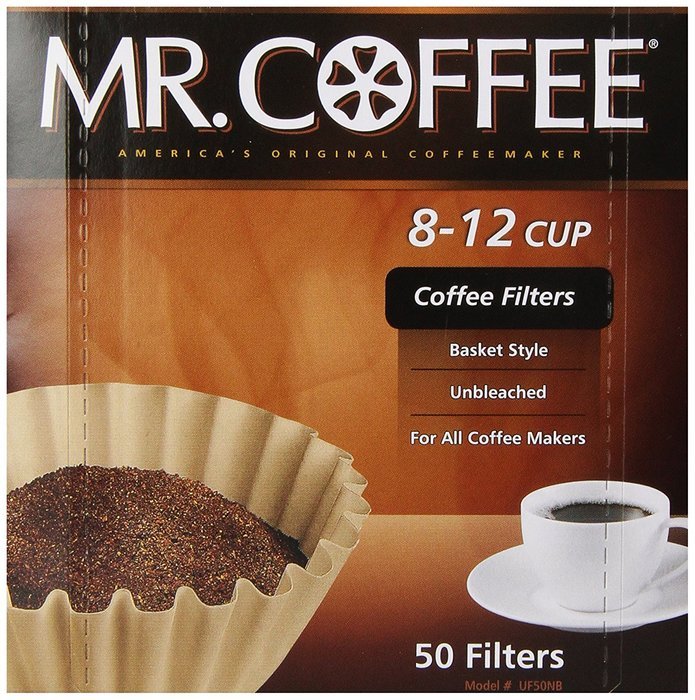 Mr. Coffee Basket Coffee Filters, 8-12 Cup, Natural Brown, 8-inch, 50-Count Boxes (Pack of 12) N2