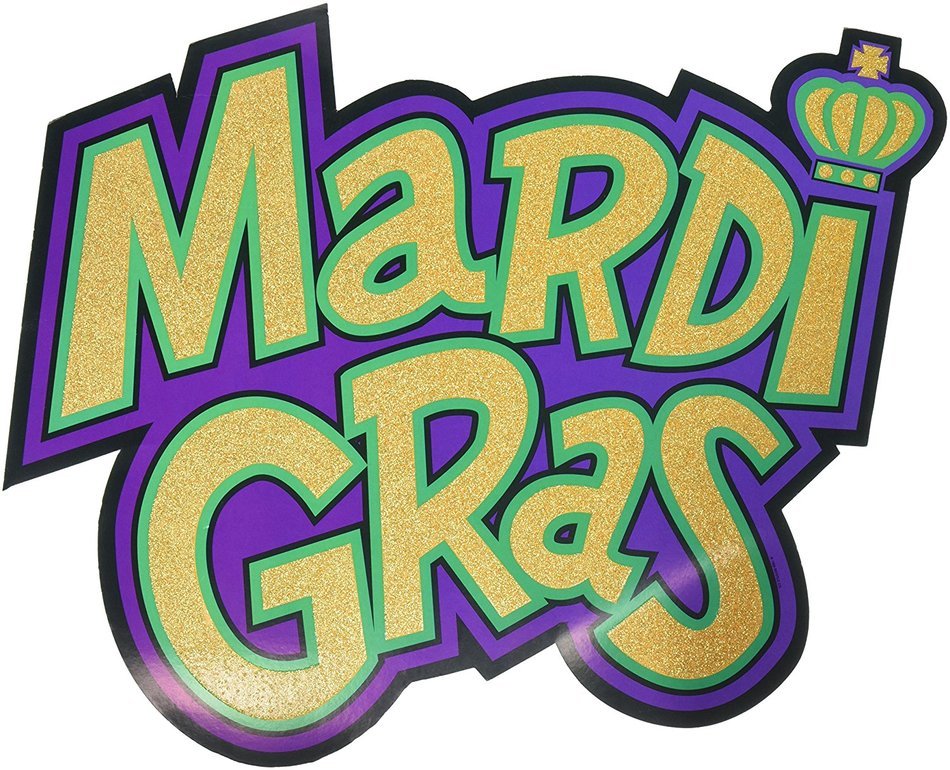 Glittered Mardi Gras Sign Party Accessory (1 count)