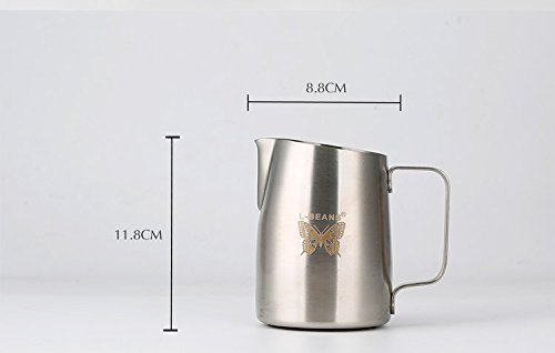 SMKF Stainless Steel Frothing Pitcher for Espresso Machines, Milk Frothers With Non-slip rubber mat at the bottom..