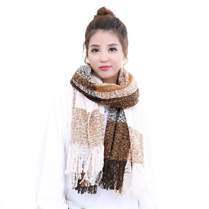 Scarf,Morecome Warm Winter Women Long Scarf Large Shawl Plaid Scarf (Coffee) N10