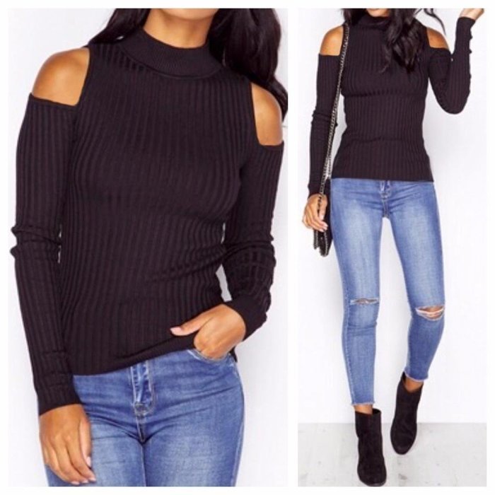 Women's Blouse,Laimeng Round neck Cotton blend Long Sleeve Knitted Pullover Sweater Slim Jumper Blouse (M, Black) N9