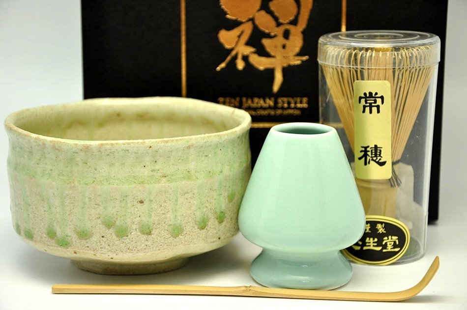 Japanese Mino Yaki ware Matcha Bowl And Tea Ceremony Set Green Tea 12.3 / 12.3 / 7.2cm (4.8 / 4.8 / 2.8inch)[7437] N3