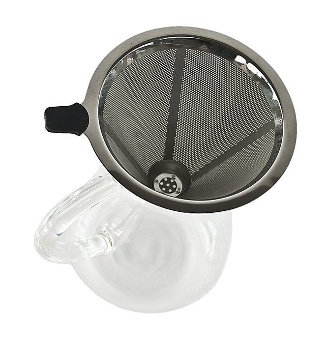 Large Pour Over Coffee Carafe with Stainless Steel Reusable Filter by "Pour D' Cafe" N4