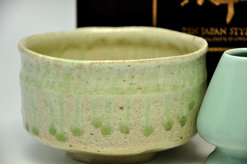 Japanese Mino Yaki ware Matcha Bowl And Tea Ceremony Set Green Tea 12.3 / 12.3 / 7.2cm (4.8 / 4.8 / 2.8inch)[7437] N4