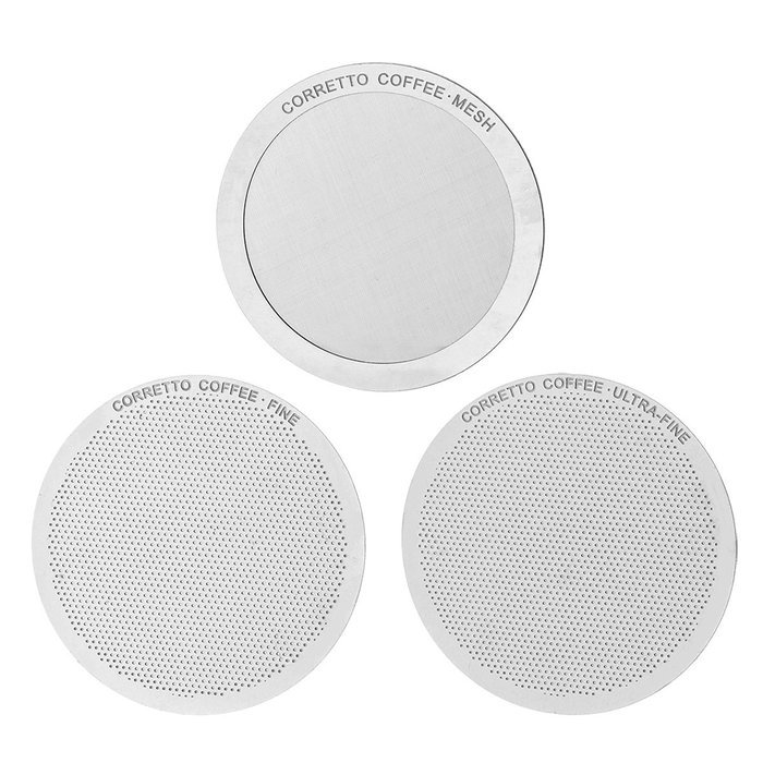 3 Pro AeroPress Stainless Steel Filters by Corretto Coffee - FINE, ULTRA-FINE & MESH + Brewing Guide - Reusable... N3