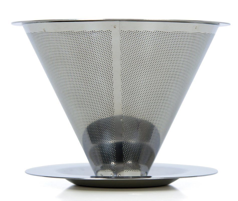 Stainless Steel Pour Over Coffee Dripper/Filter With FREE Stainless Steel Scoop & Bag Clip N3