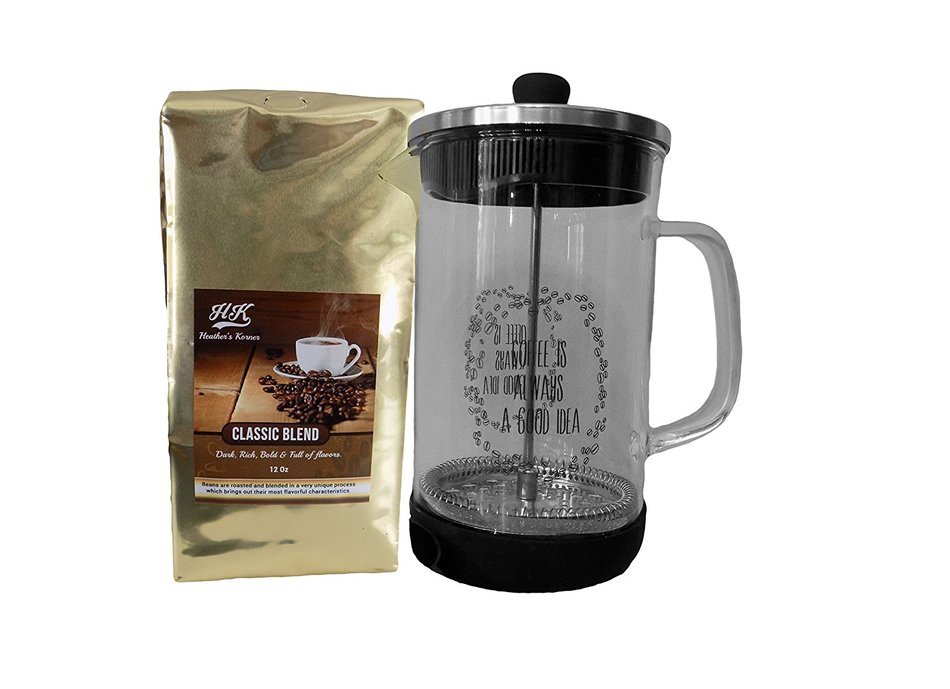 Heather's Korner Classic Coffee and Coffee Press (Geometric Pattern) N9