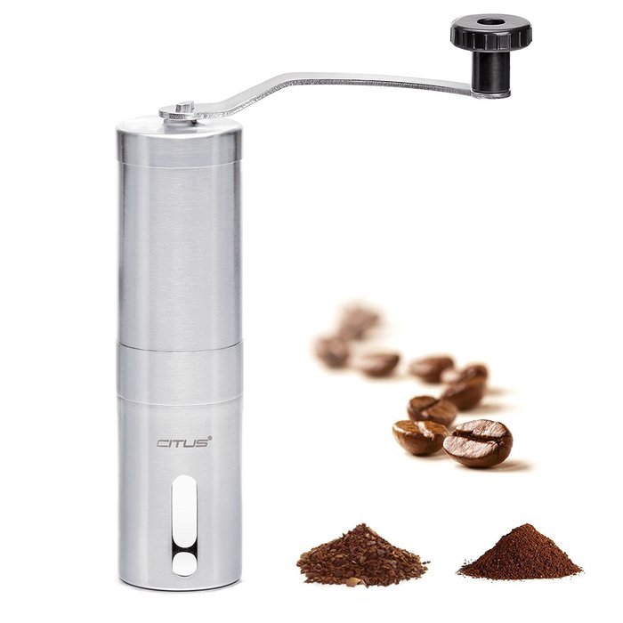 CITUS Manual Coffee Grinder with Ceramic Burr,Best Coffee Bean Grinder,Brushed Stainless Steel - Aeropress&nbsp;Compatible