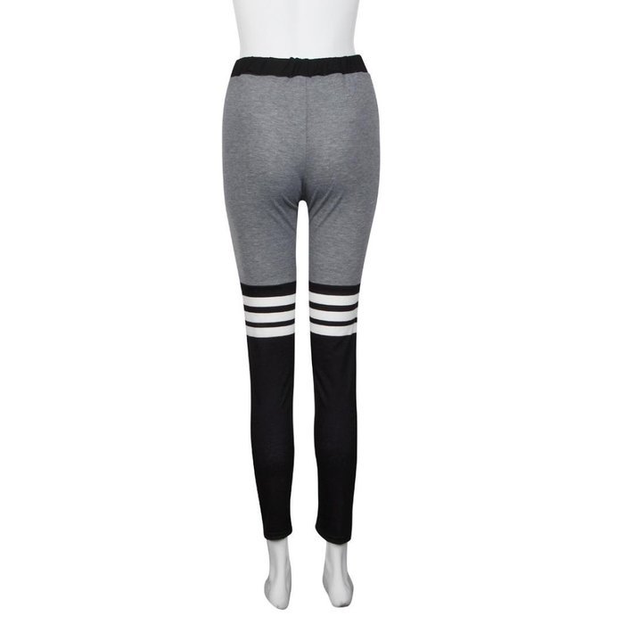 FAPIZI &hearts; Women Pants &hearts; Women Fitness Yoga Leggings High Waist Stripe Patchwork Skinny Push Up Pants (L, Black) N8
