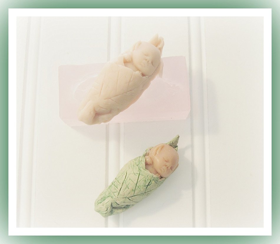 Silicone Mold Elf in Leaf Handmade Supply 2.5" N5
