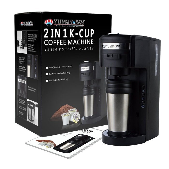 2-in-1 K-cup capsule machine Yummy Sam&reg; Ground Coffee Single Serve Coffee Maker with Hydroforce Extraction System... N7