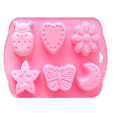 Sher 6 Hole Insects And Moon Shape Cake Mold Ice Jelly Chocolate Molds,Silicone 17&iexcl;&Aacute;11.8&iexcl;&Aacute;3 CM(6.7&iexcl;&Aacute;4.6&iexcl;&Aacute;1.2 INCH)