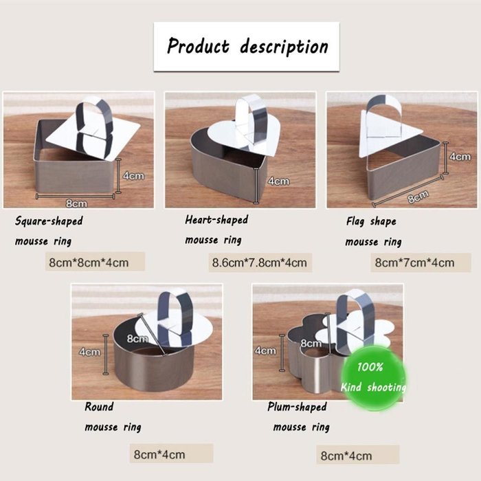 VANKER Stainless Steel Cake Mousse Mould Cake Baking Cake Decor Mold Ring(flag) N5