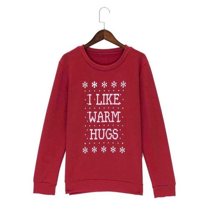 Xmas Pullover Shirt,Morecome Womens Christmas Printing Off Shoulder Sweatshirt (S, Red) N11