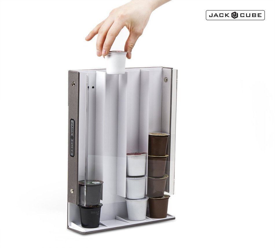 Jack Cube Magnetic Magnet K-Cup Dispenser Holder Organizer Storage Box Carousel K cup Keurig Cup Holder with Acrylic... N3