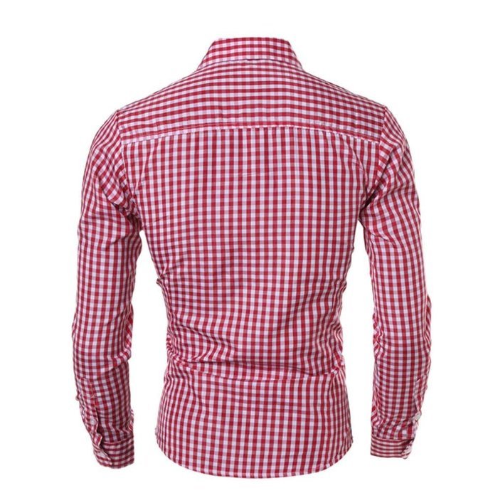 Men's Blouse,Laimeng Cotton Blend Autumn And Winter Long-sleeved Plaid Self-Cultivation Shirt Top Blouse (XL,... N5