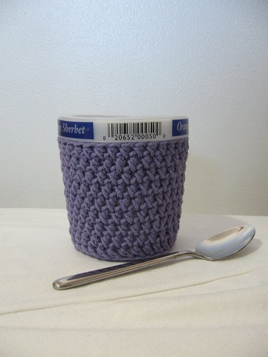 Handmade Crochet Ice Cream Pint Cozy in Lavender N5