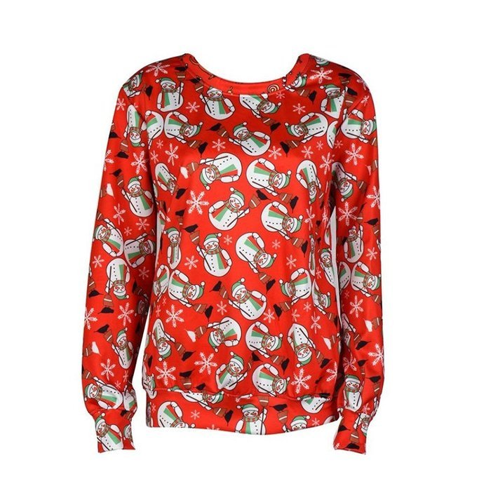 Sweatshirt,Morecome Women Long Sleeve Pullover Sweatshirt Red Christmas Print T-Shirt
