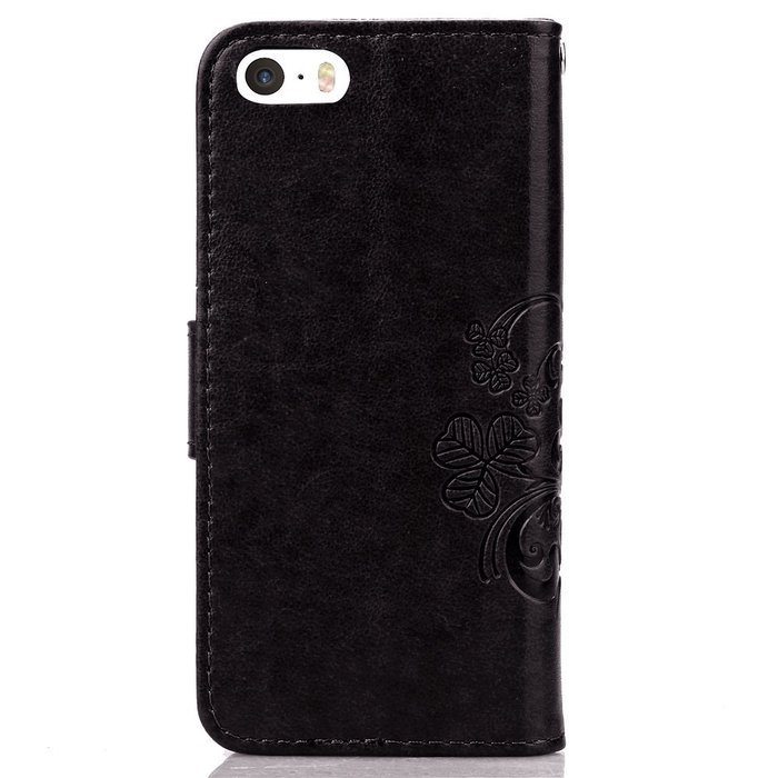 iPhone 5C Case, iPhone 5C Wallet Case,PHEZEN Four Leaf Clover Flower Design PU Leather Wallet Case Stand Flip... N36