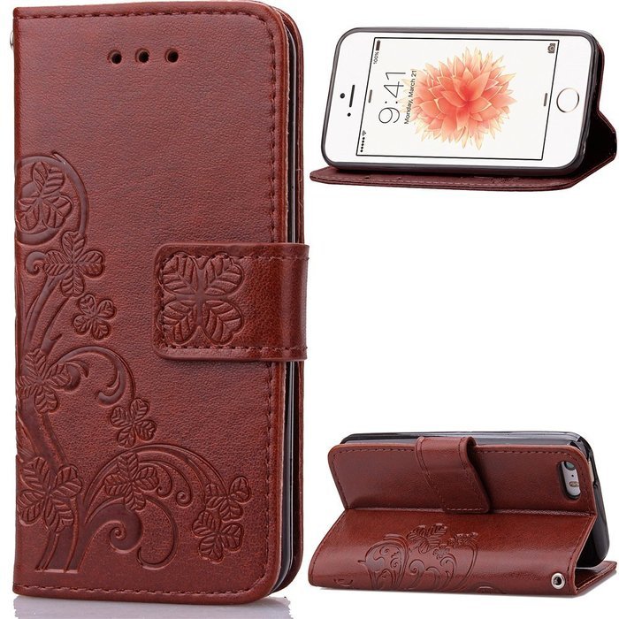 iPhone 5C Case, iPhone 5C Wallet Case,PHEZEN Four Leaf Clover Flower Design PU Leather Wallet Case Stand Flip... N39