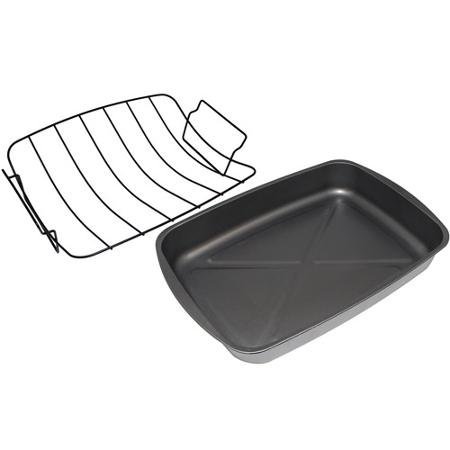 Mainstays Durable Non-Stick Finish Large Roasting Pan Set, 2 pcs. N3