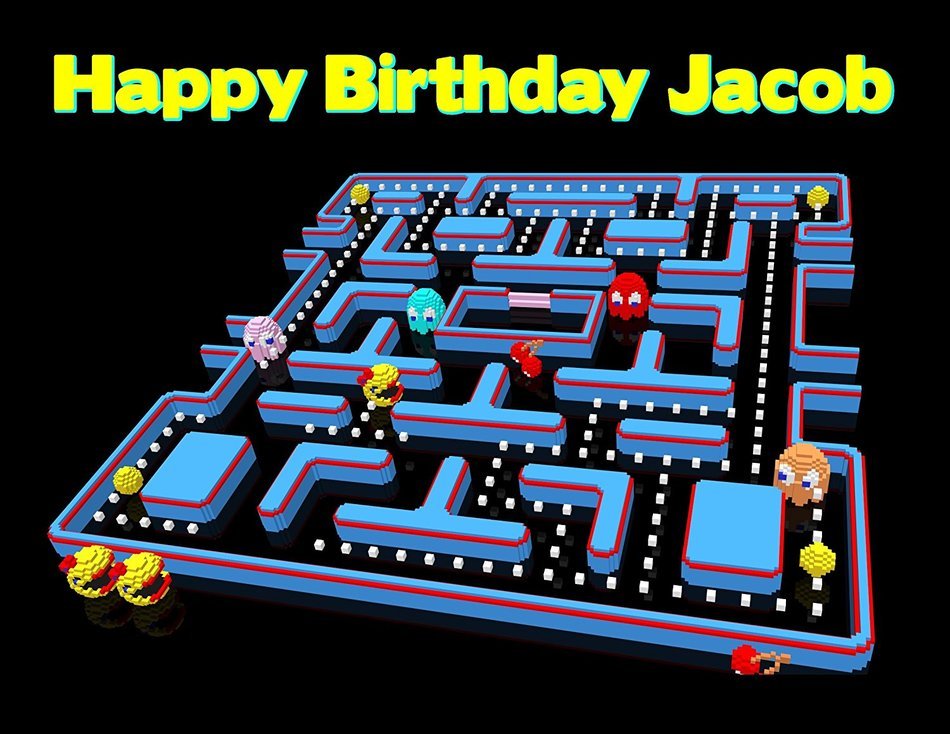 Pacman Retro Video Game Arcade Pixelated Edible Image Photo Sugar Frosting Icing Cake Topper Sheet Personalized... N2