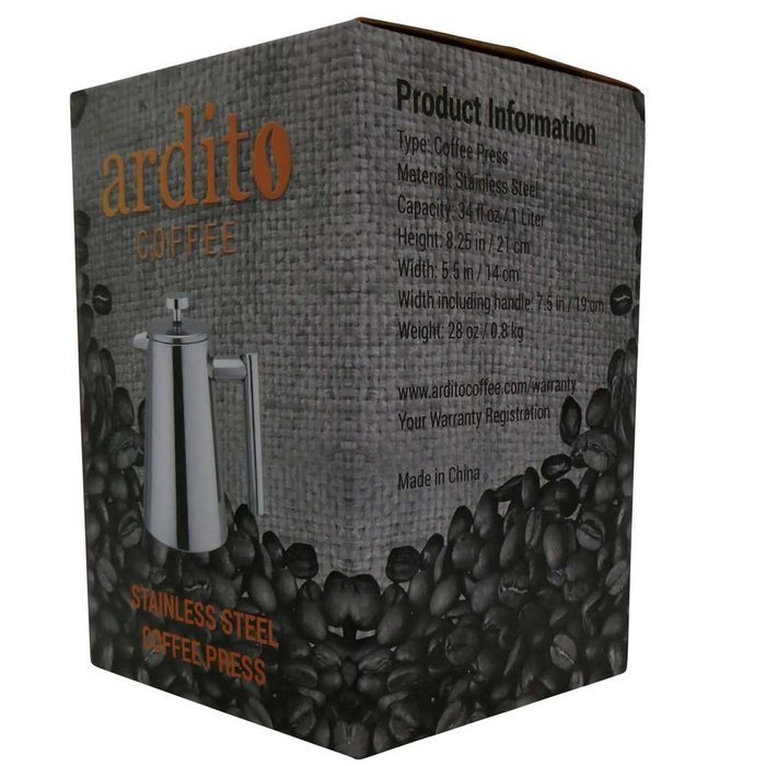 Stainless Steel French Press Coffee Tea Maker Ardito Coffee AC1LSSCP 4 8 oz Cup Safe Touch Double Wall Wide Base... N8