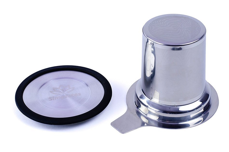 Stainless Steel Tea Infuser Strainer Steeper and Measuring Spoon Set by Simpletes. Extra Fine Mesh Basket Perfect... N7