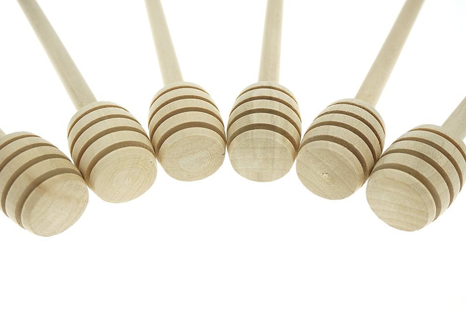 Bilipala Honey Dipper, Honey Spoon, Kitchen Gadgets, Wooden, 6 Inch, Pack of 6 N2