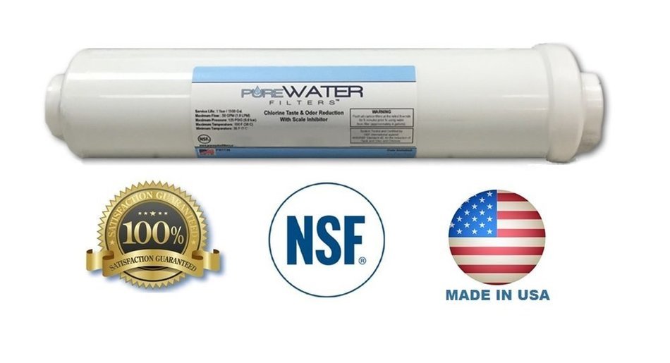 Inline Water Filter (with 1/4" Quick-Connects) - For Refrigerators, Ice Makers, Coffee Makers, Water Fountains...