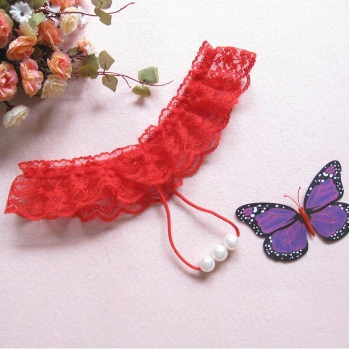 Underpants ，Beautyvan Comfortable 2016 New Thongs G-string Lace Pearl Panties Lingerie Underwear (Red) N7